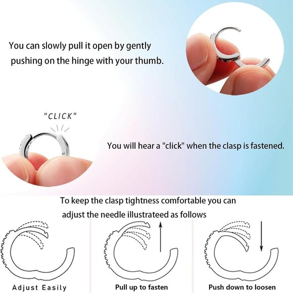 Sterling Silver Hoop Earrings Small Dangle Boho Gifts for Sensitive Ears Men’s W - Picture 8 of 9